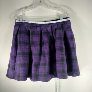 Hot Topic Purple Black Plaid Pleated Mini Skirt w/Pockets(!) Size MD